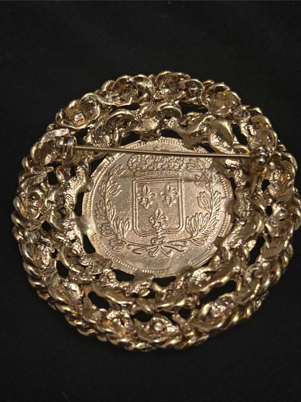 Vintage Republique Francaise Gold Coin Brooch
